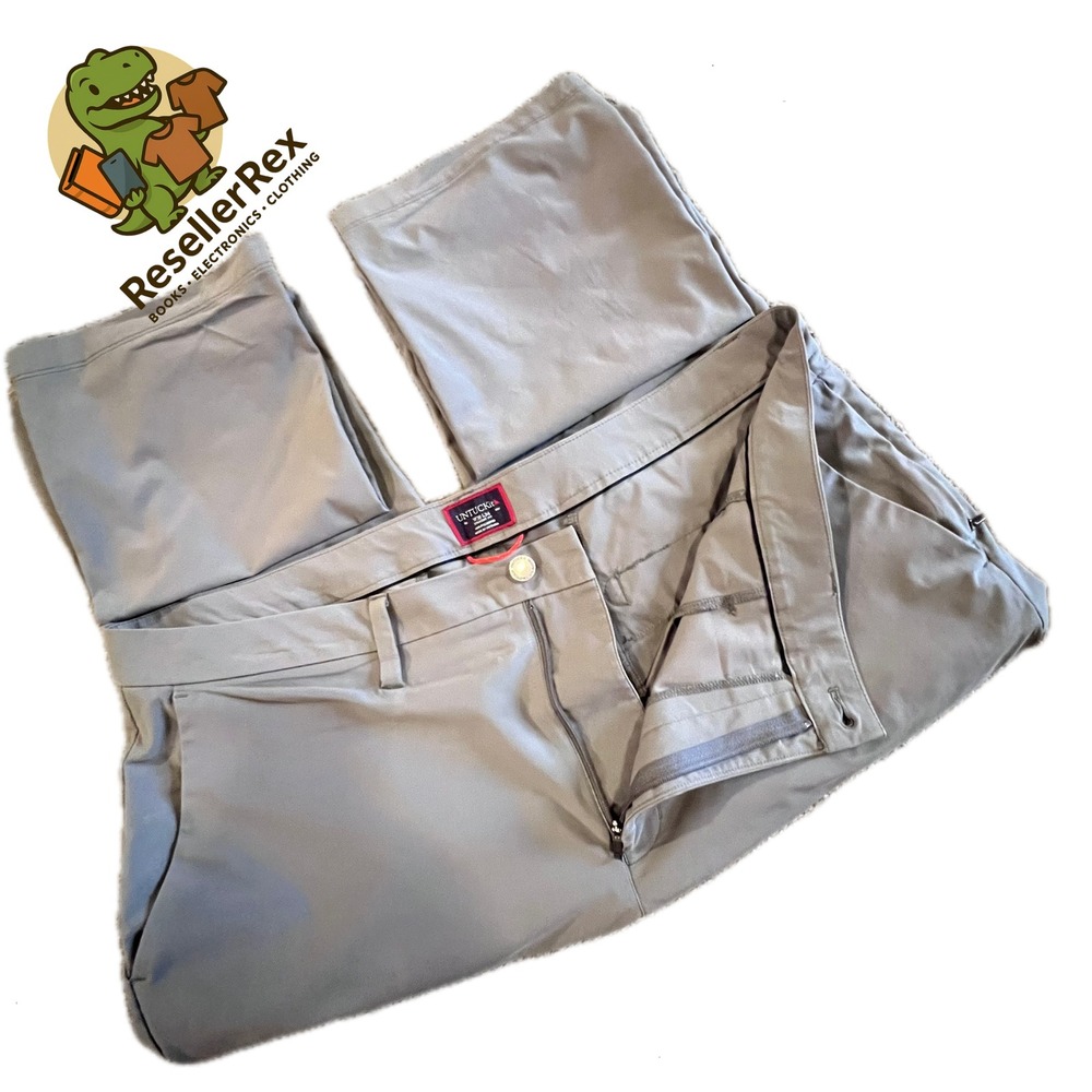 UNTUCKit Mens Chancellor Pants 38x34 Straight Fit Gray Polyester‎